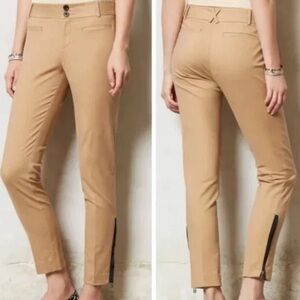 Cartonnier Tan Ankle Pants with Black Zipper Detail Size 4
